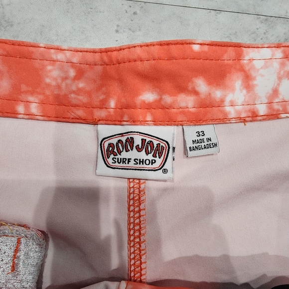 Ron Jon Surf Shop Mens Board Shorts Size 33 Swim Trunks Tie Orange - Picture 4 of 6